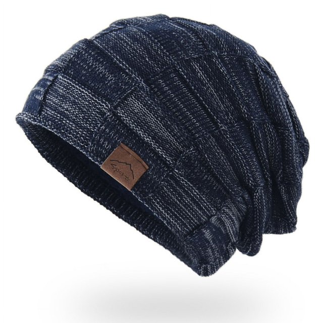 Gorro de Punto de Lana de Colores Mezclados de Cachemira de Otoño e Invierno BRILLAR 2 Piezas Azul Marino
