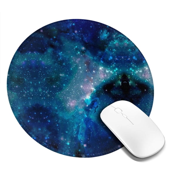 Galaxy Nebula Space Round MousePad with Stitched Edge Non-Slip Rubber Base Mouse Mat for Office & Home (7.9 x 7.9)