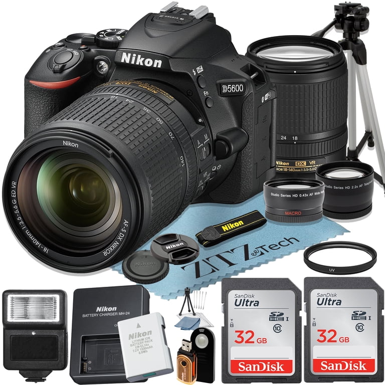 Nikon D5600 DSLR Camera 24.2MP with 18-140mm Lens + 2 Pcs SanDisk