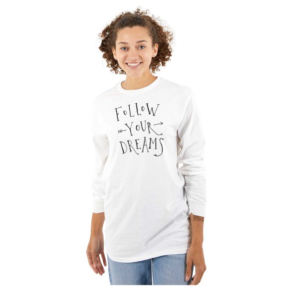 Follow Your Dreams Inspirational Women Plus Size Long Sleeve Graphic Tee Brisco Brands 3X