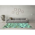 thumbnail image 3 of Ahgly Company Indoor Round Checkered Light Blue Modern Area Rugs, 8' Round, 3 of 4