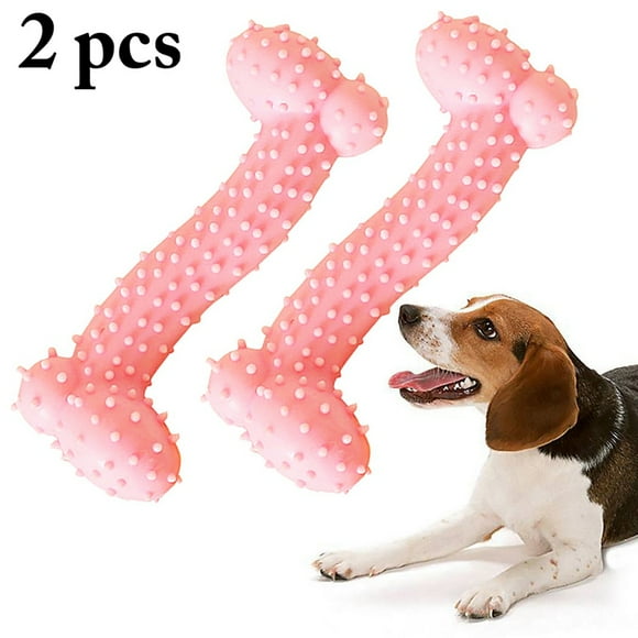 2PCS Dog Bone Toys Rubber Puppy Chew Toys Dog Teething Toys Puppy Bite Toys