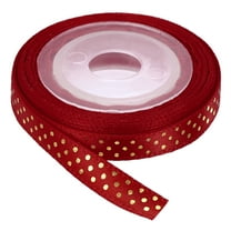 Grosgrain Ribbons 5 Yards 1/4 Inch Wine Red Gold Dots Ribbon for Crafts Gift Wrapping Wedding