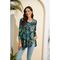 thumbnail image 4 of ENMAIN Womens Swing Tunic Tops 3/4 Sleeve Loose T-Shirt Navy Floral Dress Plus Size Flare Shirts M, 4 of 7