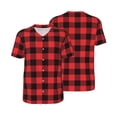 thumbnail image 3 of Daiia Buffalo Plaid Red Black Mens Baseball Jersey Button Down Shirts Short Sleeve Sports Uniforms-Large, 3 of 9
