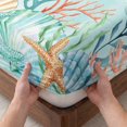 thumbnail image 3 of Twin XL Size Fitted Sheet Set - Ocean Starfish Seaweed 2 Piece Bedding Sets 16" Deep Pocket Fitted Sheet with 1 Pillowcases, Summer Coastal Beach Shell Coral Teal Brushed Microfiber Hotel Bed Sheets, 3 of 9