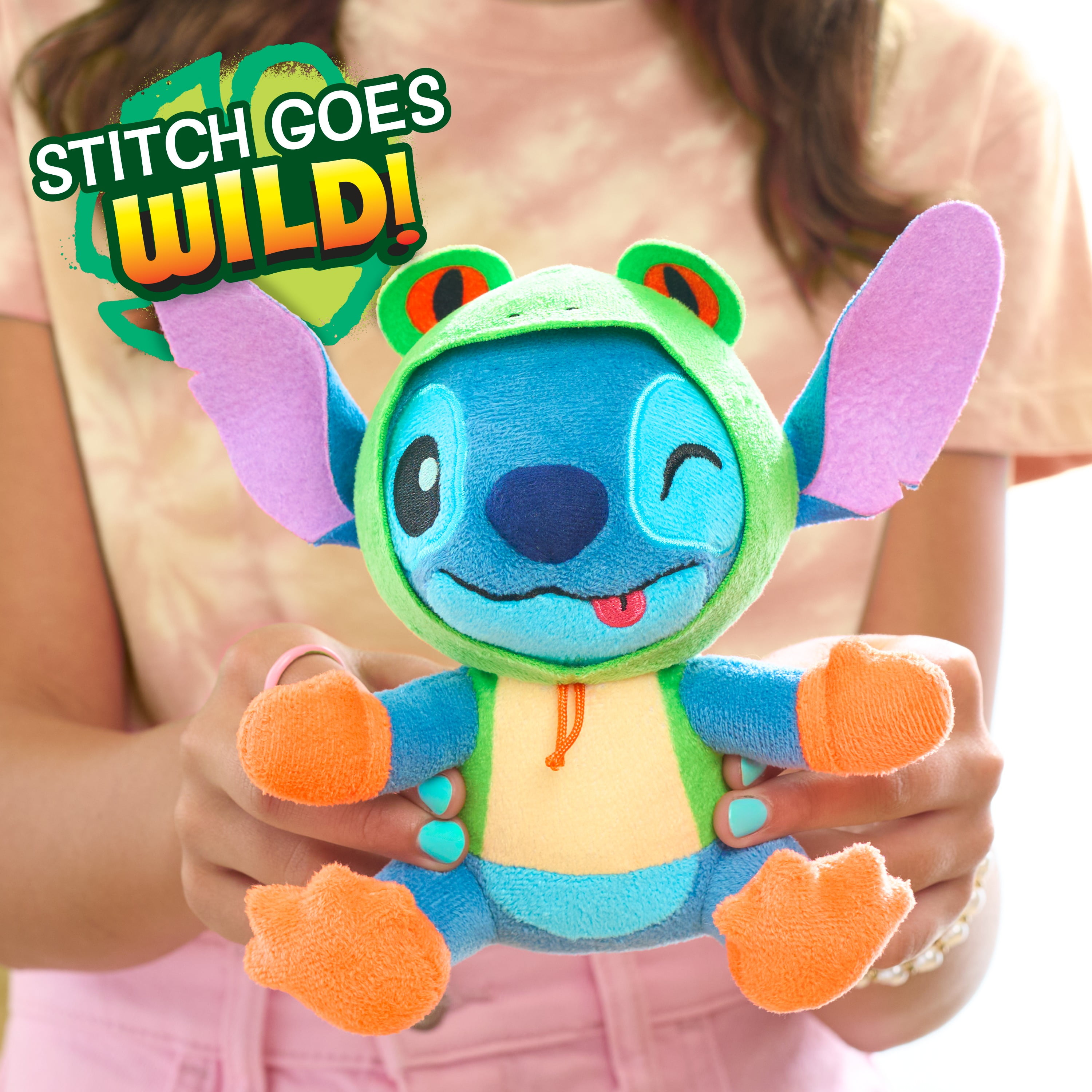 Disney Stitch Goes Wild Small Plush - Stitch Frog, Cute & Fluffy, For Kids, Fans & Collectors