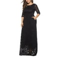 thumbnail image 4 of SWSMCLT Women's Short Sleeve Dress Maxi Semi Full Length Evening Gown Formal Lace Overlay Bridesmaid Dresses Summer (L-2XL) Black X-Large, 4 of 4