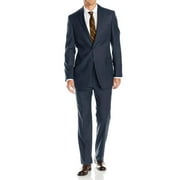 LN LUCIANO NATAZZI Mens Suits 2 Button Modern Fit Side Vent Narrow Stripe Suit French Blue