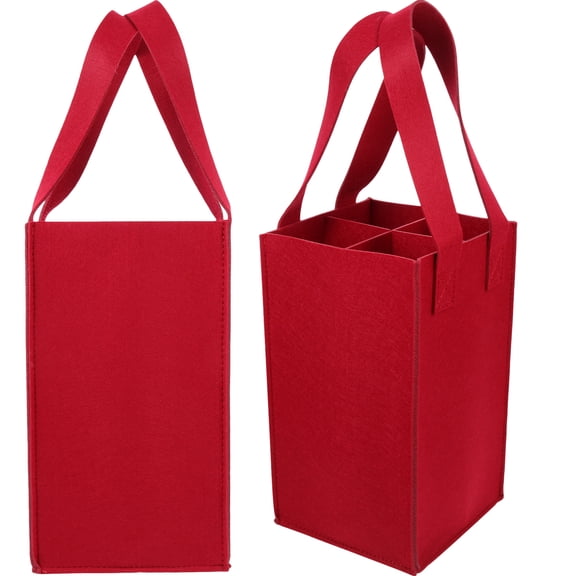 WHAMVOX 2Pcs Decorative Red Felt Wine Bottle Storage Bag for Carrying