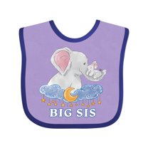 Inktastic Big Sis Cute Elephants with Moon and Stars Girls Baby Bib