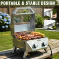 thumbnail image 6 of FRIZI 2-Burner Tabletop Gas Grill with Viewing Glass Lid, 20,000 BTU Stainless Steel Portable BBQ Grill with Thermometer and Push-Button Ignition for Camping, RV, Patio, and Tailgating, 6 of 8