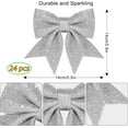 thumbnail image 2 of 24 Pcs Christmas Bow Silver Christmas Tree Decorations Crafts Present Glitter Ornaments Bow Xmas Tree Bows Wreath Bows for Xmas Home Decor Wedding Party Indoor and Outdoor Decoration,5.5 in, 2 of 9