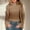 Khaki, variant on Womens Long Bell Sleeve Shirts Mock Neck Lettuce Trim Ribbed Knit Blouse Slim Fit Basic Going Out Crop Tops