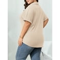 thumbnail image 6 of Cuteduck Womens Plus Size Casual Henley Waffle Knit Button-Up Top Short Sleeve Polo Shirt 1X-5X, 6 of 8