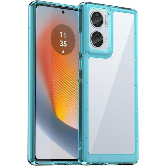 Case for Moto G85 5G,Moto G85 5G Case,Transparent TPU PC Acrylic Protective Military Grade Heavy Duty Protection Phone Case for Motorola Moto G85 5G(Clear Blue)