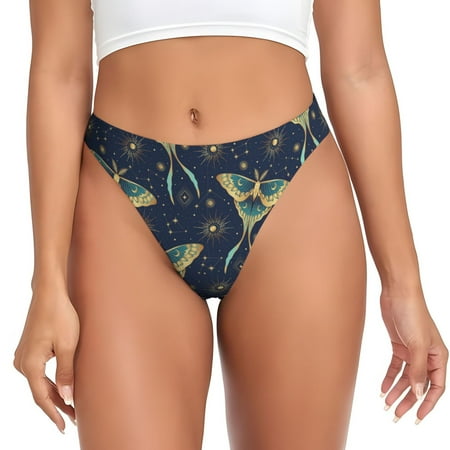 Thongs for Women - starry sky Night butterfly No Show Seamless Womens Thongs Underwear  Breathable G String Thongs for Women  Ladies Stretch Low Rise Thong Bikini Panties Briefs
