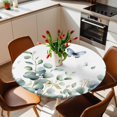 thumbnail image 2 of Green Leaves Plant Elastic Fitted Round Table Cover Butterfly Waterproof Outdoor Tablecloth for Holiday Party, Picnic, Patio & Dining Fits Tables Up to 36"-44", 2 of 8