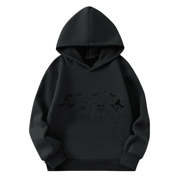 Hellosay Halloween Clothes for Teen Ghost Witch Holiday Tops Hooded Pullover Festival Tops Winter Happy Funny Streetwear