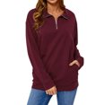 thumbnail image 6 of Xuanfei Women Stand Collar Zip Up Side Pocket Long Sleeve Top, 6 of 7