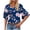 Dark Blue, variant on Women's Casual V-Neck T-Shirt Featuring Double Layered Flutter Sleeves Loose Fit Comfortable Top