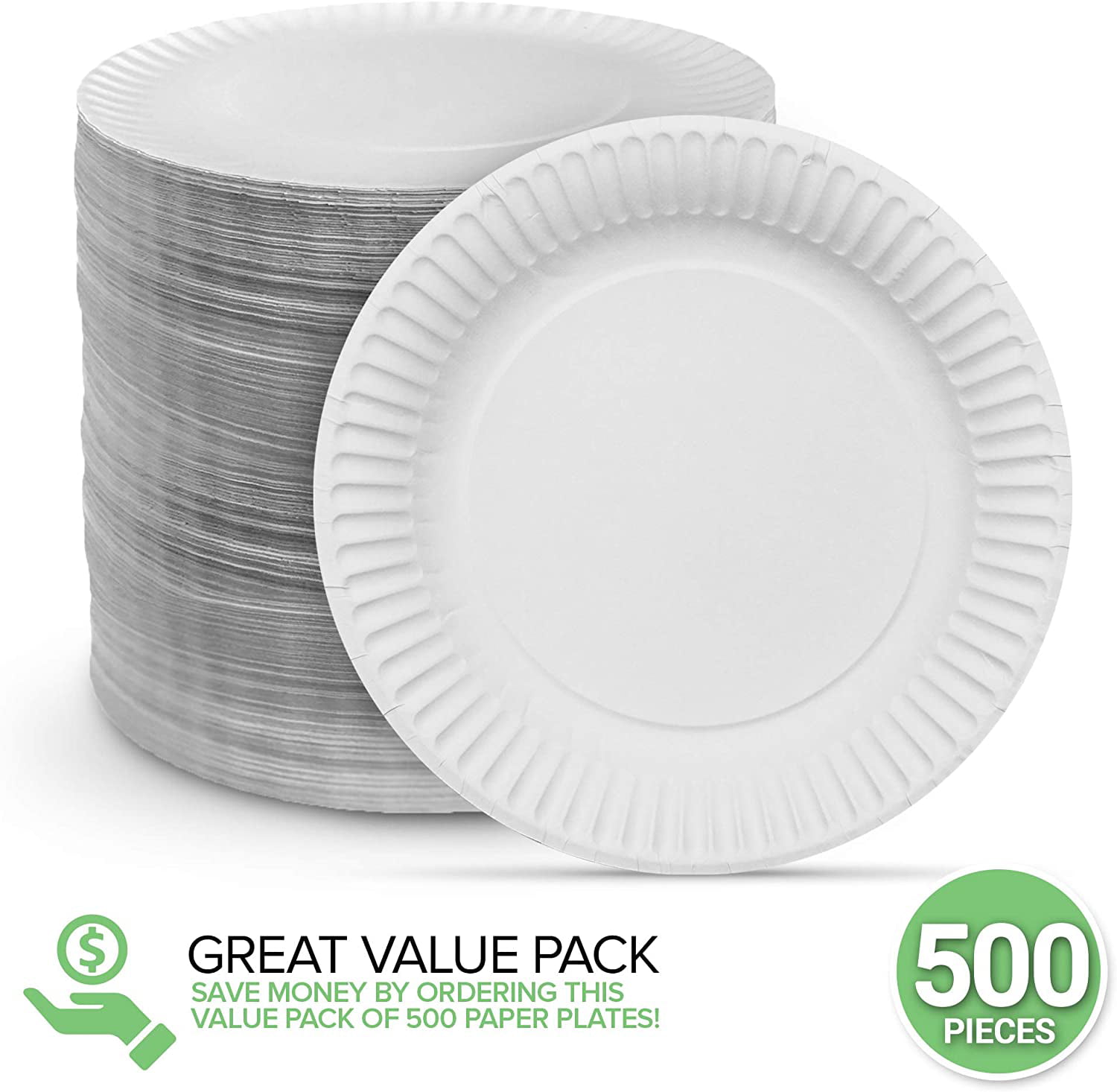 Coated Paper Plates, 6 Inches, White, Round, 100/Pack - Supply Box
