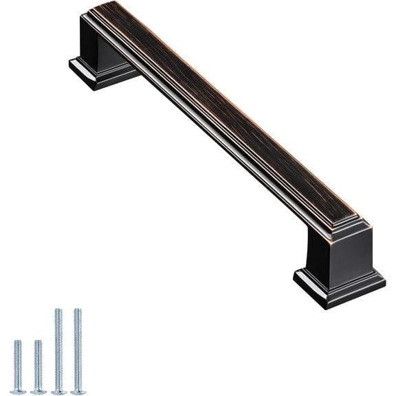AITITAN Oil Rubbed Bronze Cabinet Pulls 10 Pack-5.75" Length (5 Inch Hole Centers) Zinc Alloy Square Cabinet Handles for Bathroom Cabinet Handles, Kitchen Cabinet Hardware Cabinets Drawers