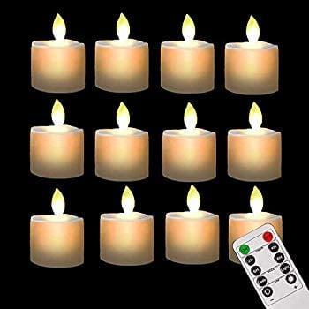 Set of 12 LED Flame-less Realistic Flickering Effect Tea Light Candles