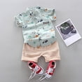 thumbnail image 4 of Hienoo Infant Boy's Outfits Cartoon Print Short Sleeved Shirt and Shorts Set Casual Clothes Sets, 4 of 4