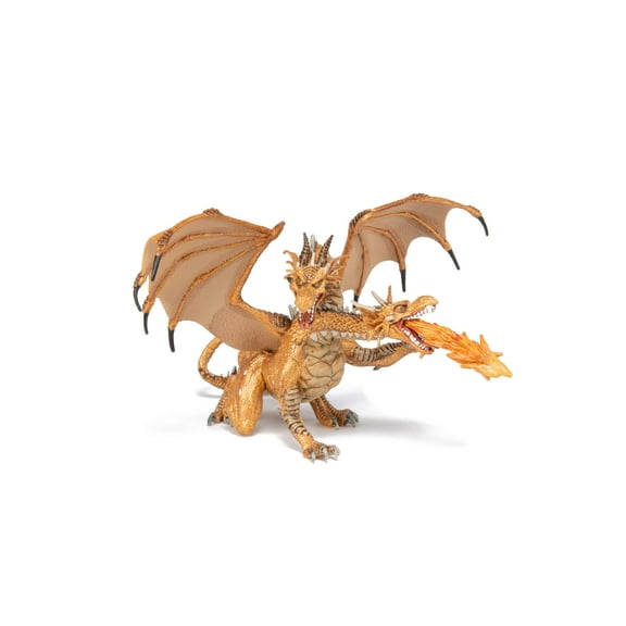 Papo Figure Two Headed Dragon Gold Toy Figure