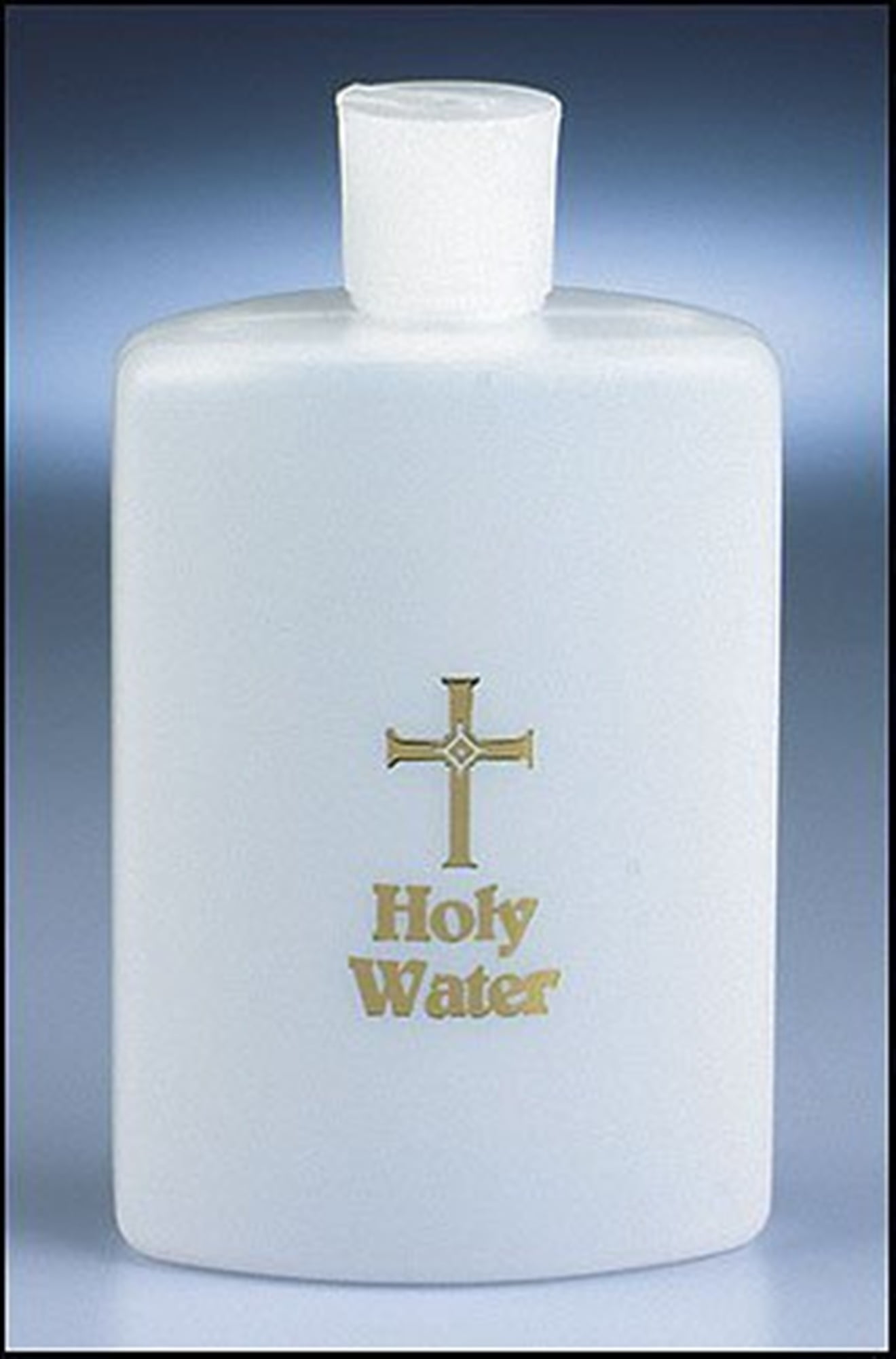 Princess Is That Holy Water Frosted Plastic Holy Water Bottle with Stamped Gold Cross and Flip Top