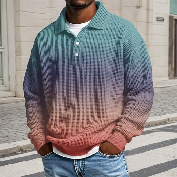 Men's Shirt in Gradient Knit for Everyday Casual and Business Comfort Slim Fit Short Sleeves Top