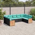 thumbnail image 1 of vidaXL 9 Piece Garden Sofa Set with Cushions Black Poly Rattan, 1 of 4