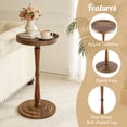 thumbnail image 5 of Yabanana Round Wooden Side Table & Drink Table for Small Space, with Rubberwood Accent Leg, for Living Room, Corner, Bedroom (Walnut,11.8in), 5 of 7