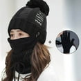 thumbnail image 3 of Women Winter Hat Set of 4 , Winter Beanie with Buttons Scarf Facial Cover and Touch Screen Gloves Fleece Lining Kint Hat, 3 of 5