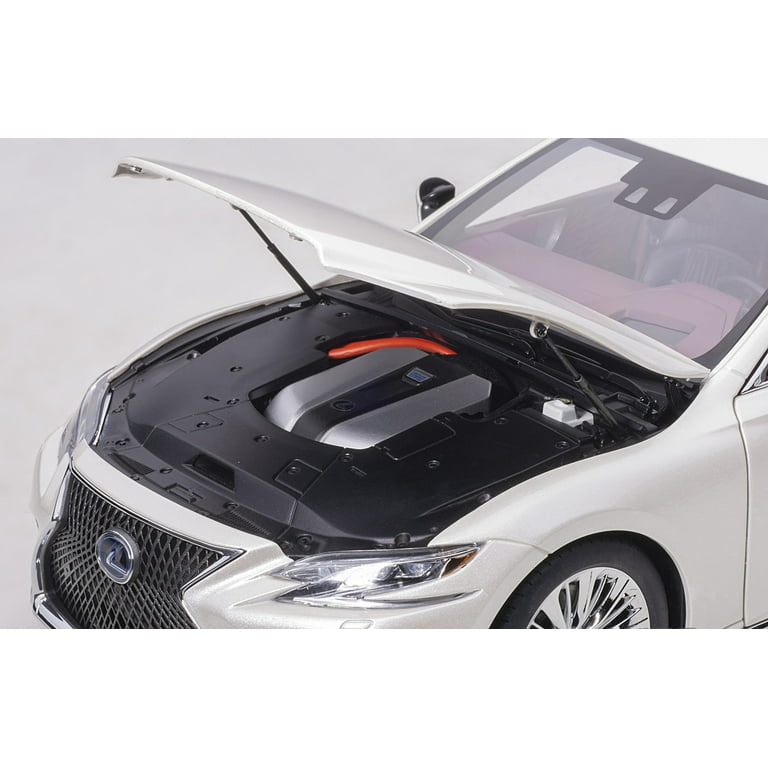 Lexus LS500h Sonic White Metallic with Crimson and Black Interior