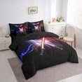 thumbnail image 3 of Manfei Cartoon Lightsaber Theme 7-Piece Bedding Comforter Set,Fashion Games King Bedding Sets,Red Purple Lightning Bed Sheets For Teens,Luxury Bedroom Decor Reversible, 3 of 8
