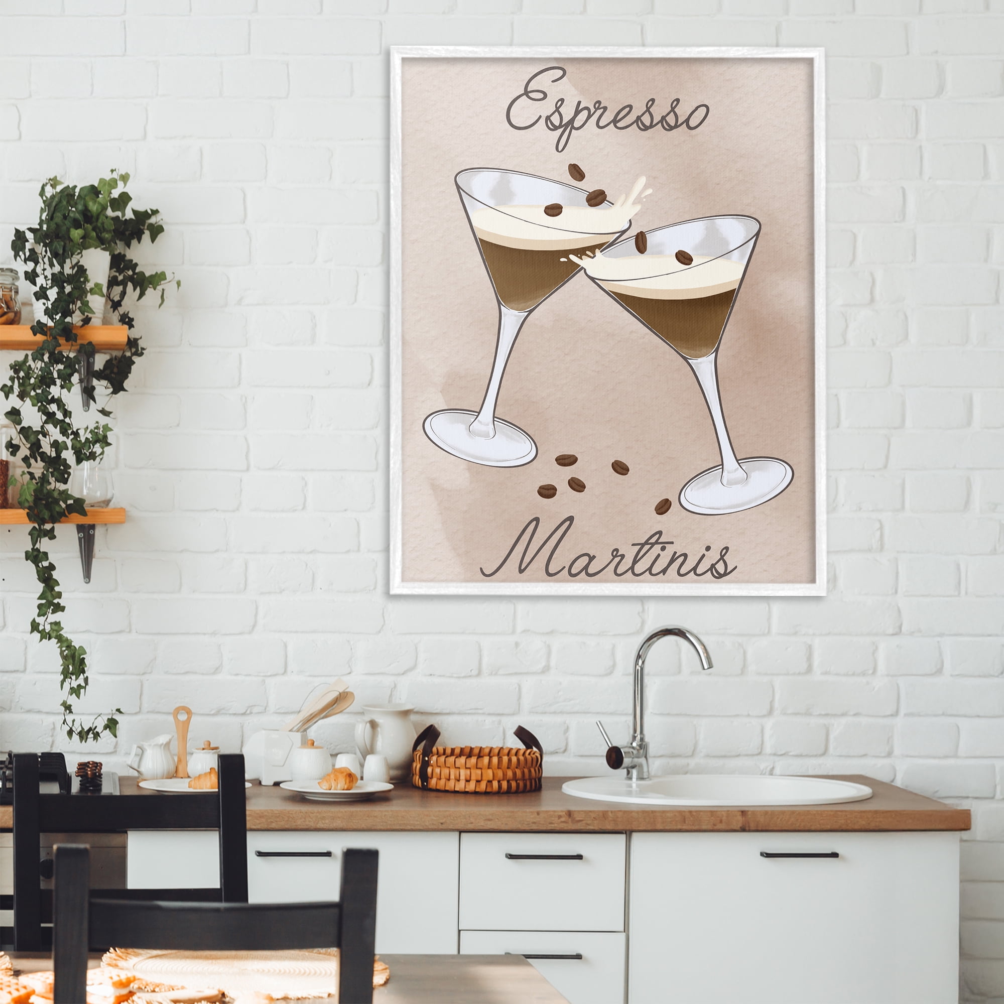 Stupell Industries Cheers Espresso Martinis White Framed Giclee Art, design by Marcus Prime