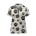 thumbnail image 4 of GarronmavisWomen's Zip Golf Shirt Casual Tennis Shirts Short Sleeve Collar Shirts Tops Athletic Tops Womens Dog Paw Golf Shirt, Black Dog Paw, Size XL, 4 of 7