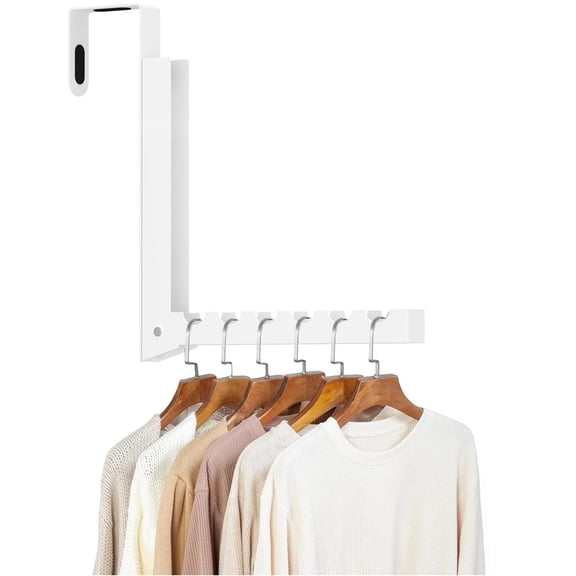 1 Pack Over Door Hook Hanger, Foldable Over Door Hanger, Heavy Duty & Space Saving, Ideal for Clothes, Coats, Towels & Robes, White