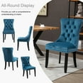 thumbnail image 5 of Contemporary Button Tufted Dining Chairs, High-end Velvet Upholstered Dining Chairs with Nailhead Back and Ring Pull Trim, Wood Dining Chairs for Living Room, Restaurant (Teal,Set of 2), 5 of 8