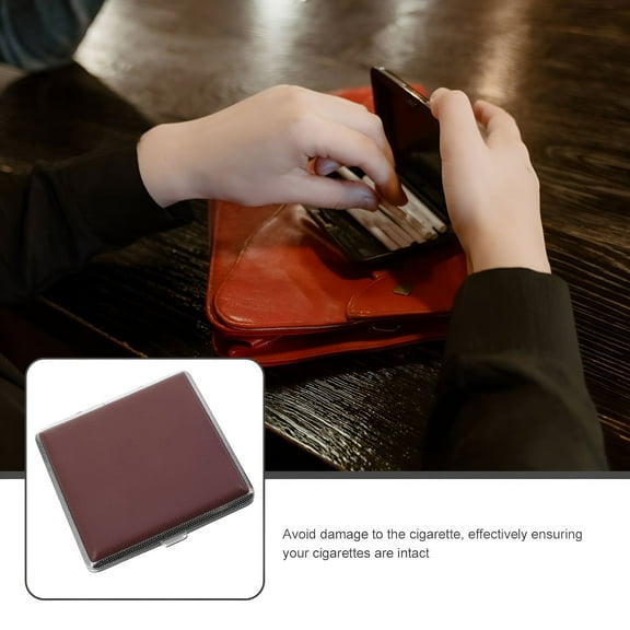GASTROPOD Portable Cigarette Case with Flip Design and Sliding Lid for Daily Use Brown Iron and Leather 10Pack
