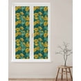 thumbnail image 2 of Window Privacy Film Turquoise Tropical Stained Glass Window Film Decorative Sun Block Window Cover Gold Palm Leaves Summer Pastoral Window Clings Static Adhesive Sticker for Bathroom 17.7"x78.7", 2 of 7