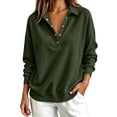 thumbnail image 2 of PRfgtbd Womens Henley Sweatshirts Half Button Collared Pullover Long Sleeve Drop Shoulder Sweatshirt Solid Color Plain Tops, 2 of 4