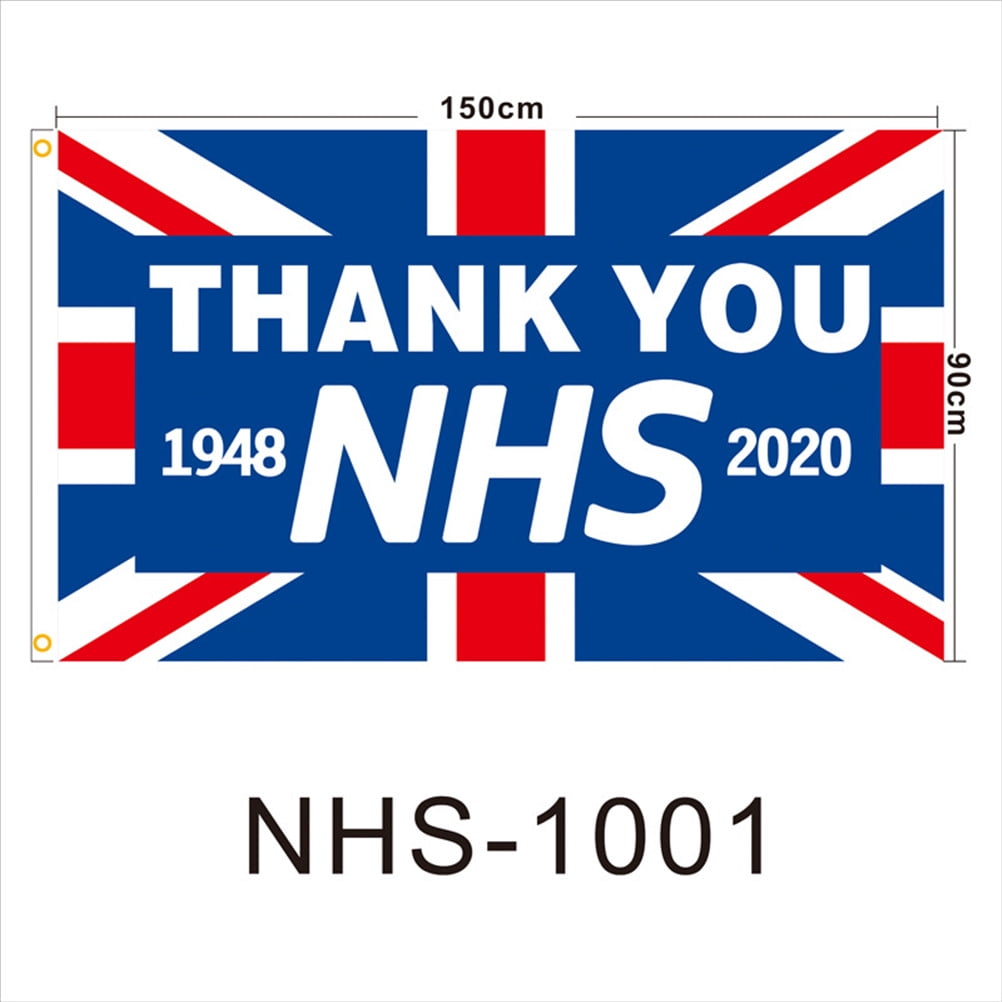 NHS WE THANK YOU 5x3 feet FLAG 150cm x 90cm BLUE FLAGS NATIONAL HEALTH SERVICE 