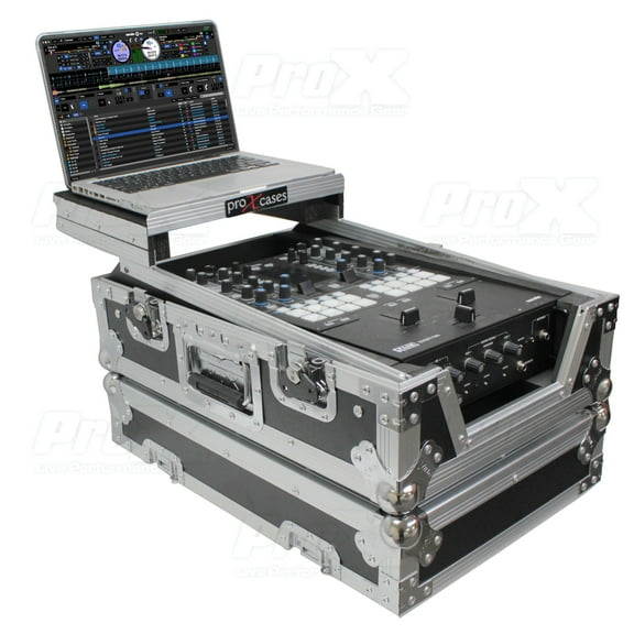 ProX XS-RANE72LT 11" ATA-300 Style Gig Ready Flight/Road Case with Laptop Shelf for Rane Seventy-Two DJ Mixer, Silver on Black