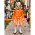 thumbnail image 5 of RUINIXCW Baby Girl First Halloween Outfit Fashion Long Sleeve Pumpkin Embroidery Tops with Tulle Skirt, Headband 3Pcs Fall Set, 5 of 9