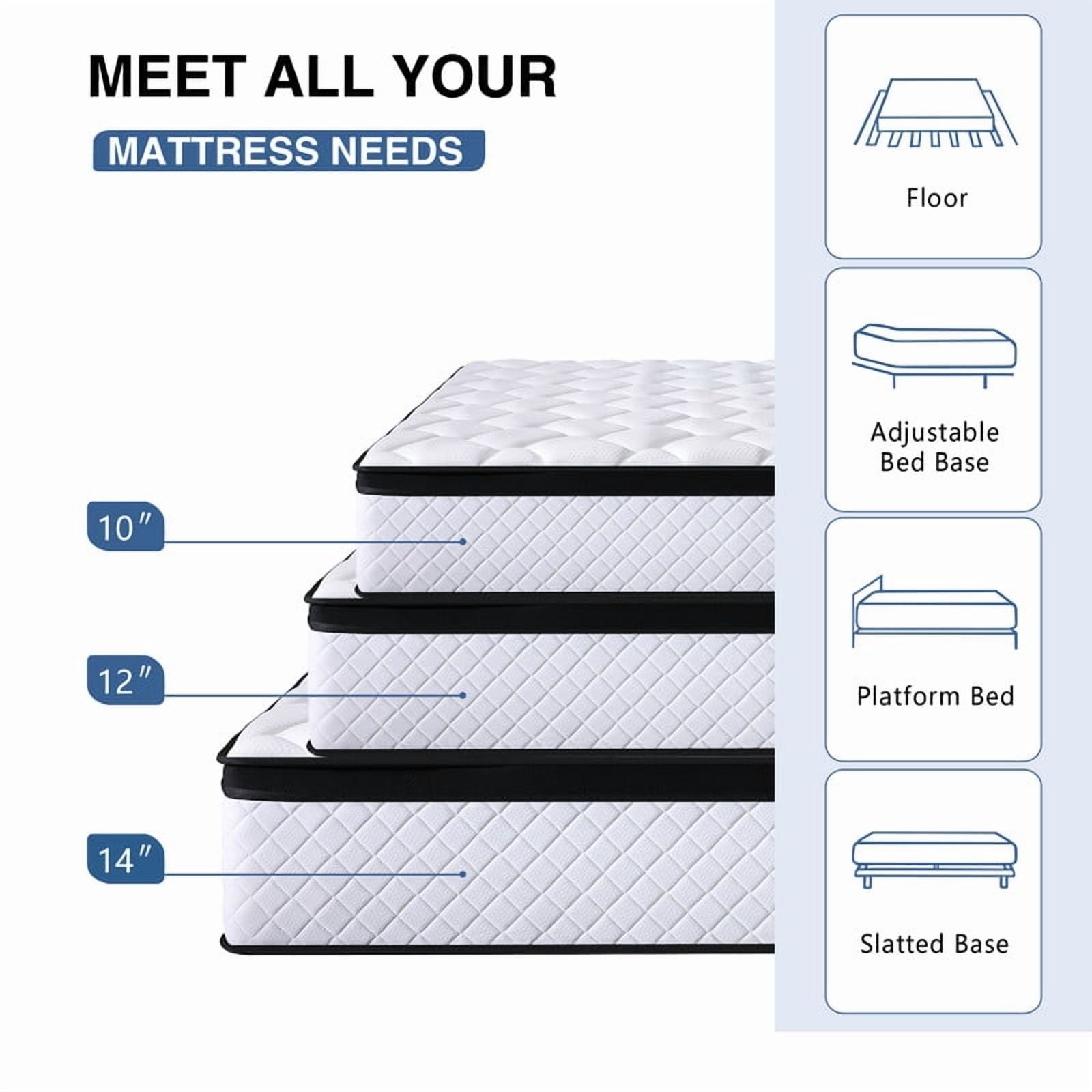 Fuxilai Twin Size Mattress, 10 Inch Hybrid Memory Foam Twin Mattress in a Box, Pressure Relief, Medium Firm, CertiPUR-US