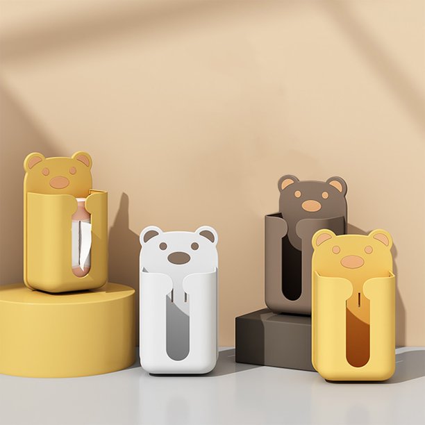 XWSHYW Contenedores de Almacenamiento Bonita Caja para Toallas de Papel con Forma de Oso para El Hogar, Sin Necesidad de Perforar Agujeros, para Montar En La Pared, para Cocina, Sala de Estar, Baño,