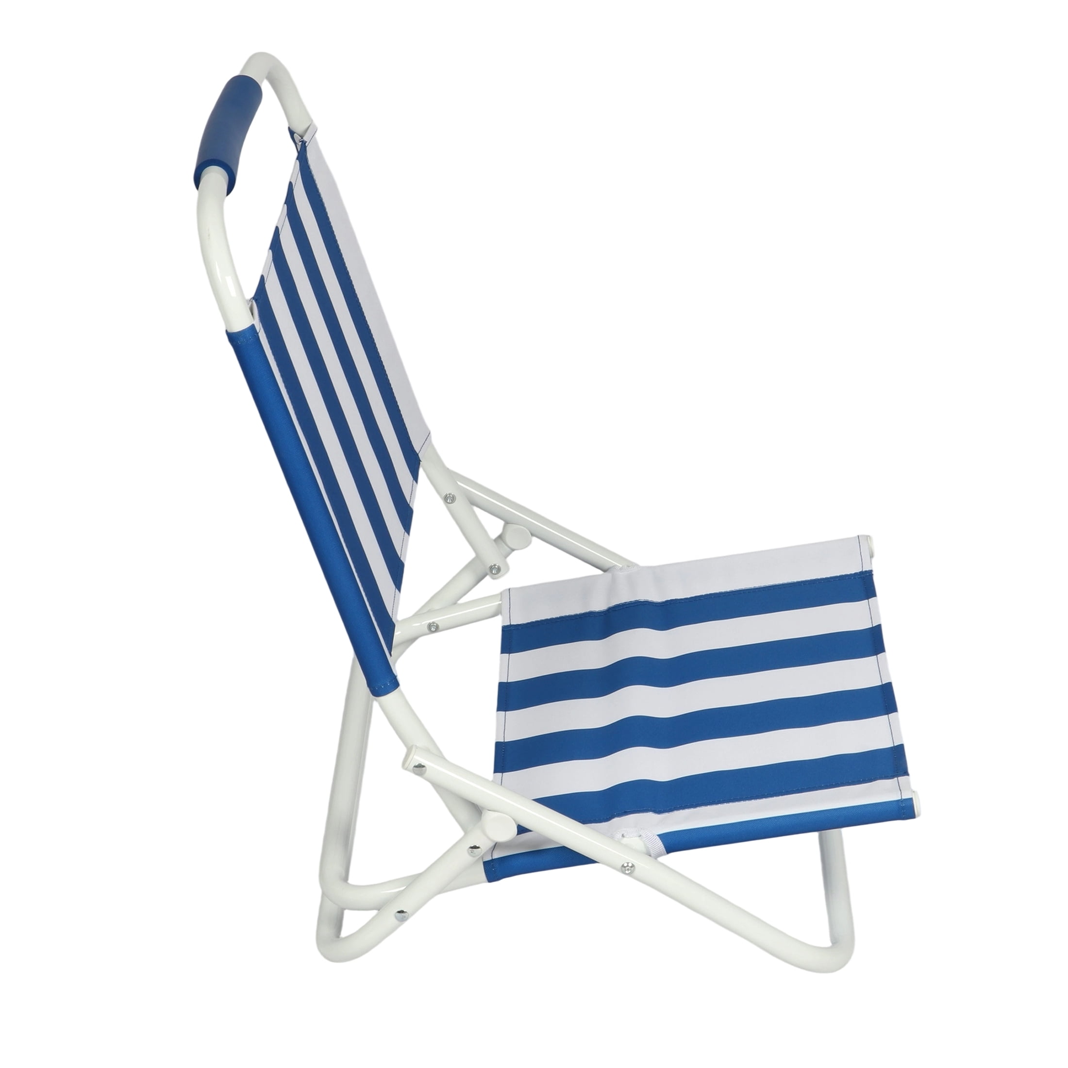 Mainstays Beach Sand Chair, Low  Profile, Blue and White Stripe